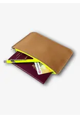 Puc Easy Wallet Big - Cognac/ Neon Yellow zipper