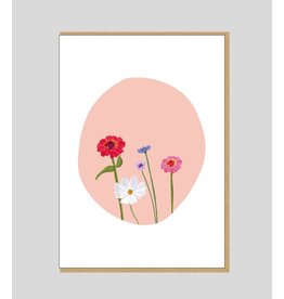 Josefien Wenskaart - Bloemetjes - Dubbele kaart + Envelop