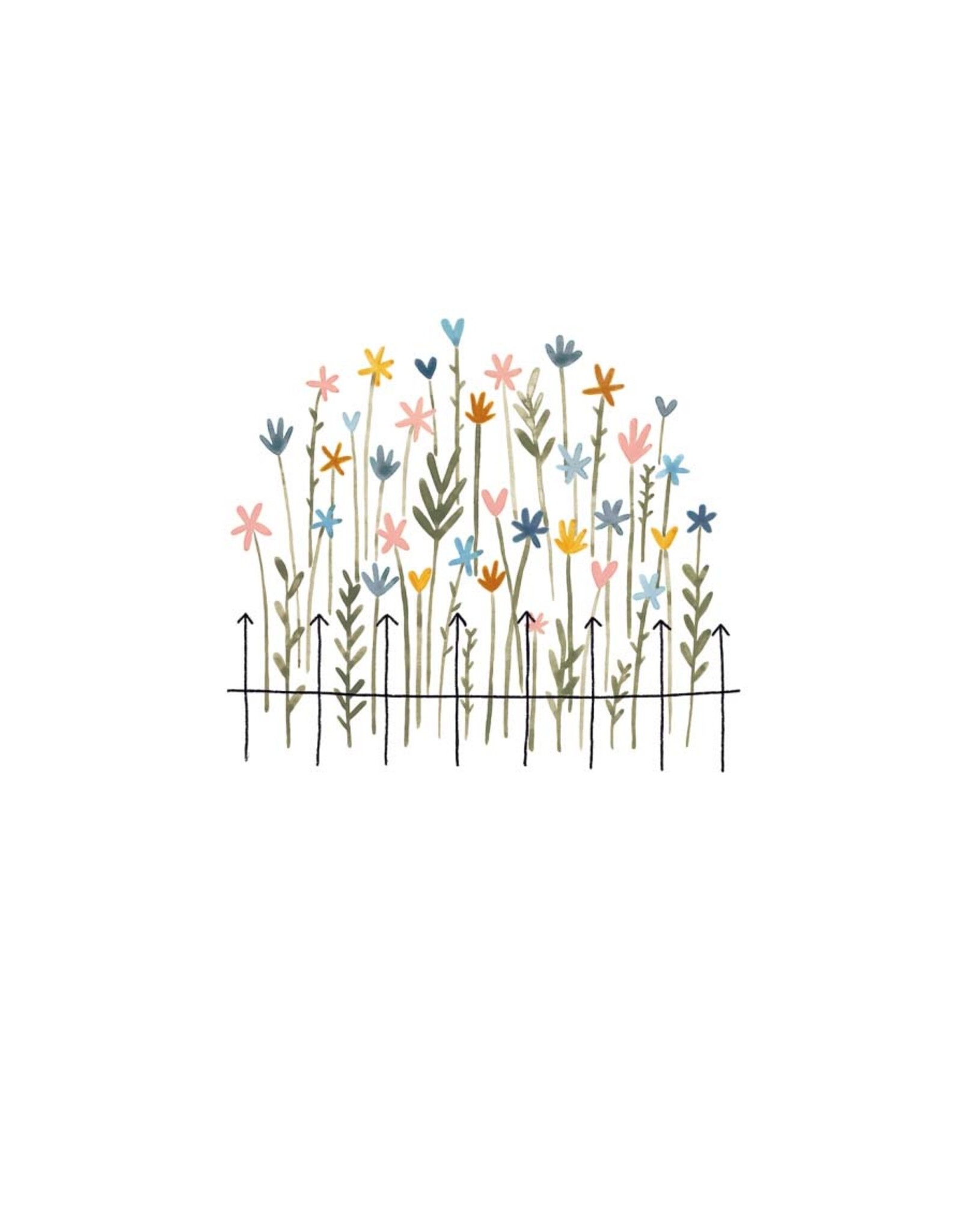 Klein liefs Wenskaart - Tuintje wilde bloemen  - Dubbele kaart + Envelop