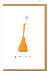 Klein liefs Wenskaart - Giraf, Gefeliciteerd - Dubbele kaart + Envelop