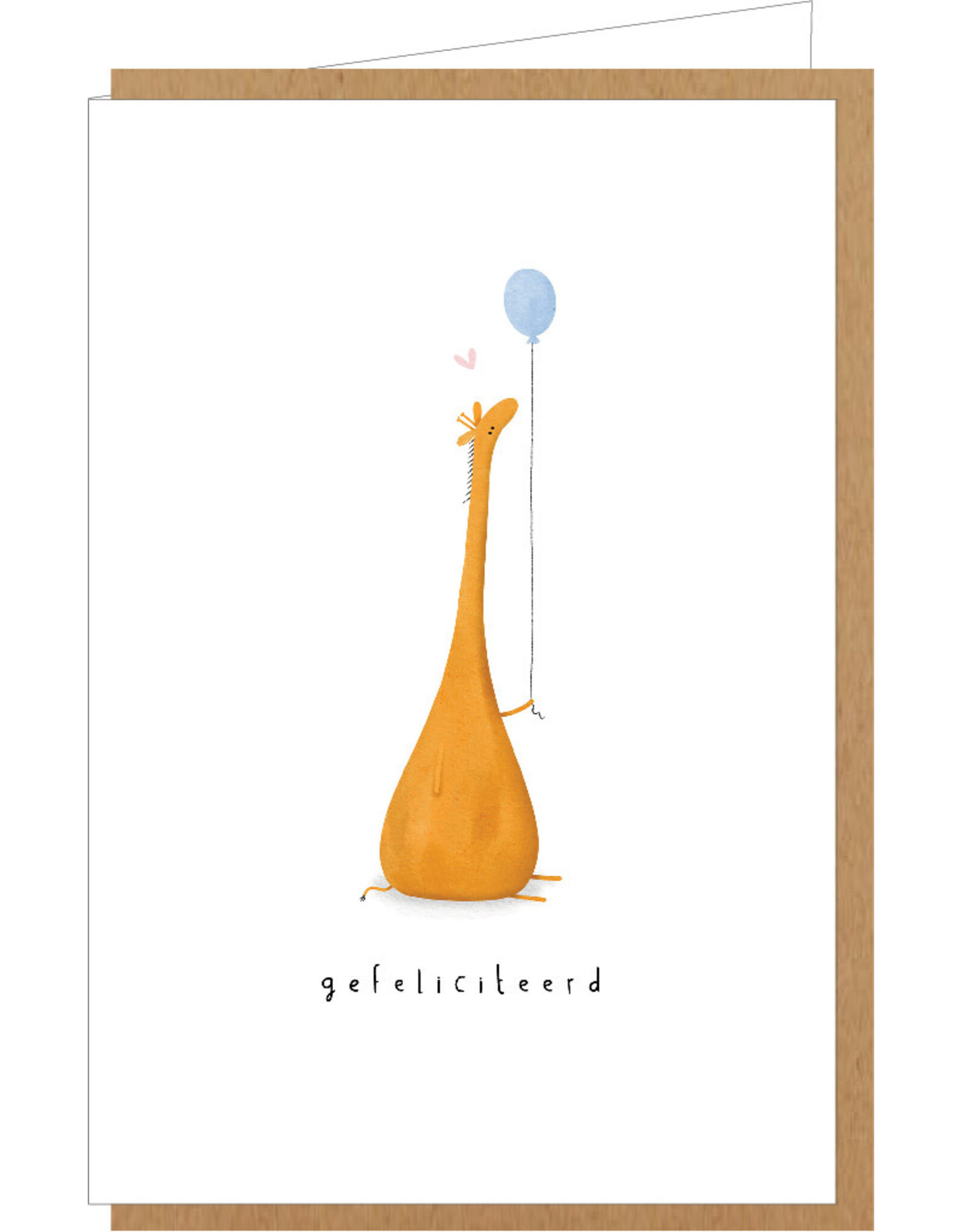 Klein liefs Wenskaart - Giraf, Gefeliciteerd - Dubbele kaart + Envelop