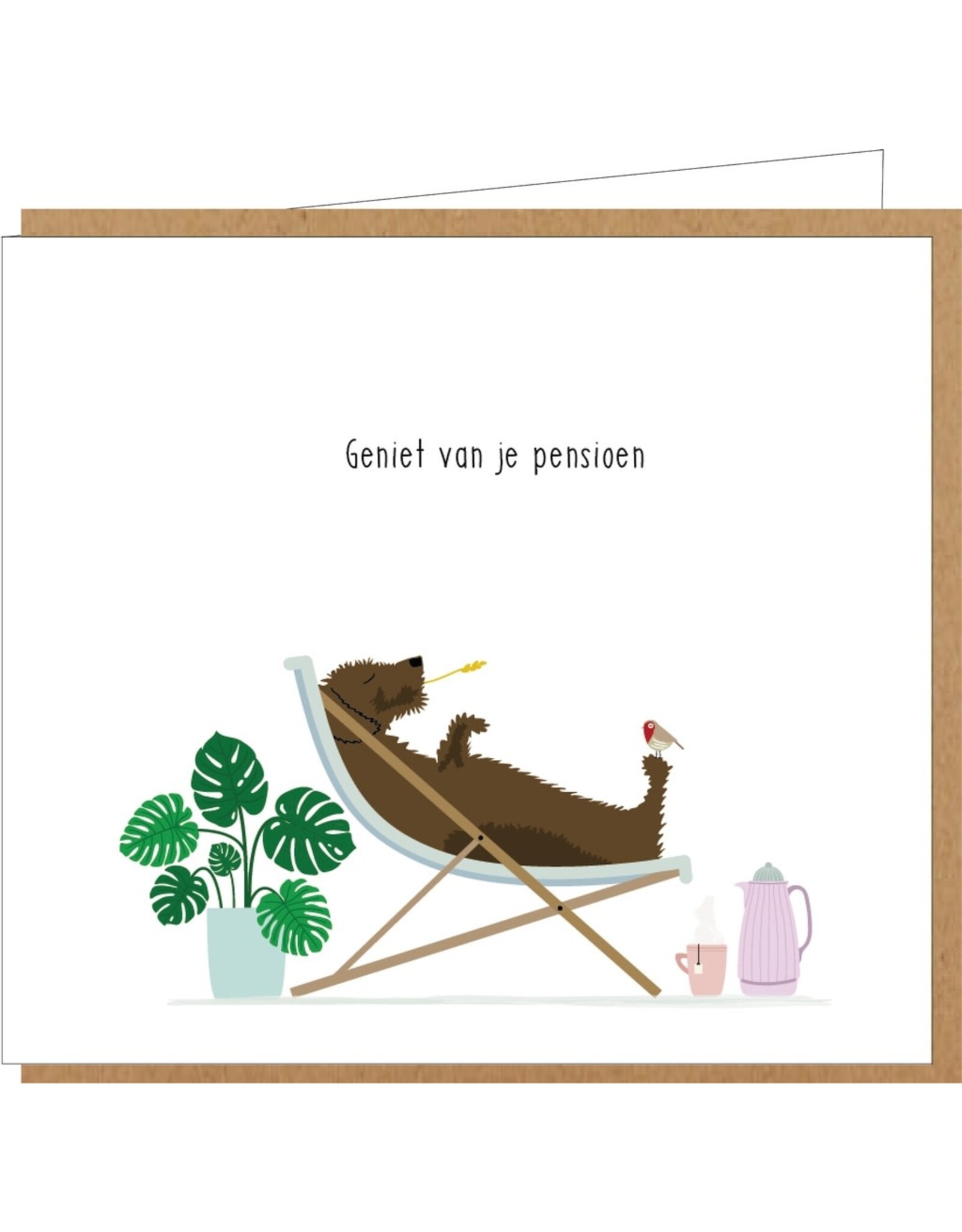 Wenskaart - Geniet van je pensioen - Dubbele kaart + Envelop