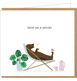 Wenskaart - Geniet van je pensioen - Dubbele kaart + Envelop