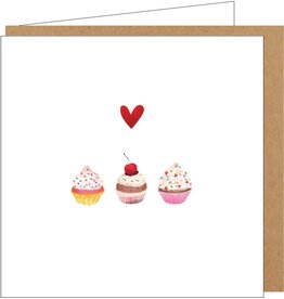 Yon Wenskaart - Cupcakes - Dubbele kaart + Envelop