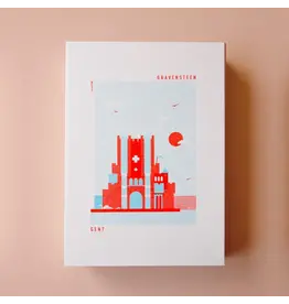 mmmMar Wenskaart - Gravensteen, Aqua/Rood Riso - Postkaart + Envelop
