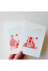 mmmMar Wenskaart - Gravensteen, Aqua/Rood Riso - Postkaart + Envelop