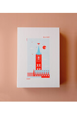 mmmMar Wenskaart - Belfort, Aqua/Rood Riso - Postkaart + Envelop