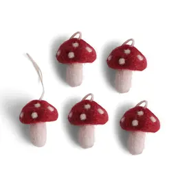 Gry & Sif Mini Paddenstoelen Rood - 5st - 5cm