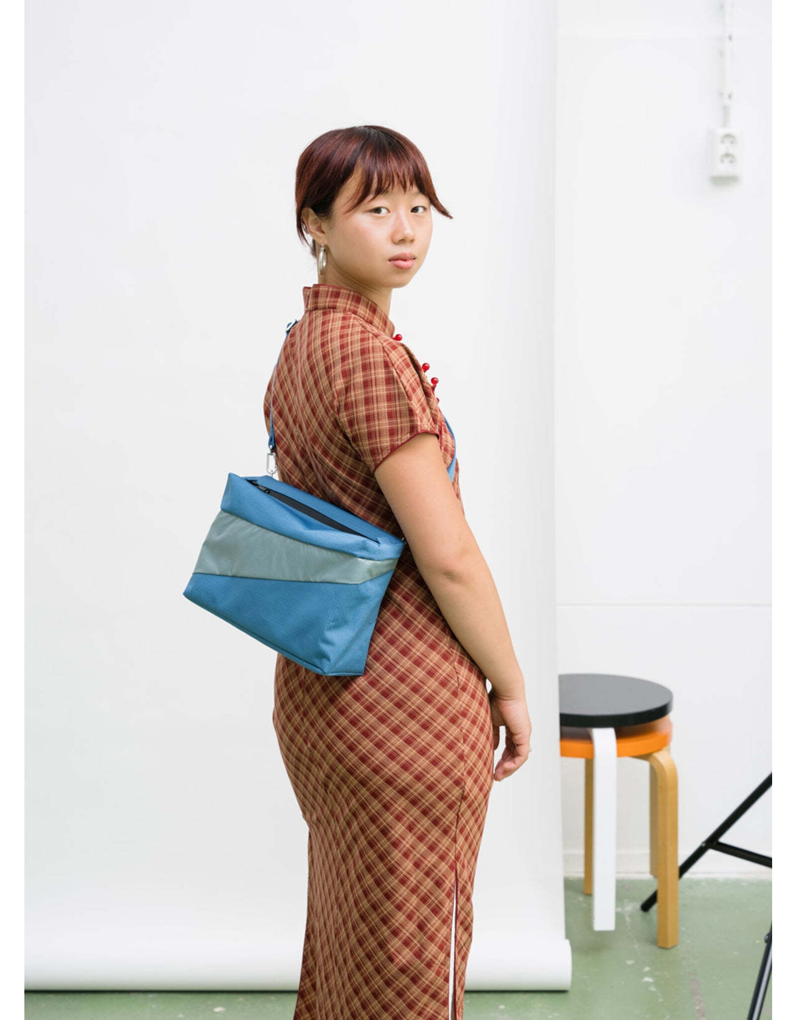 Susan Bijl Bum Bag M, Dark Petrol & Grey - 19 x 28 x 8,5