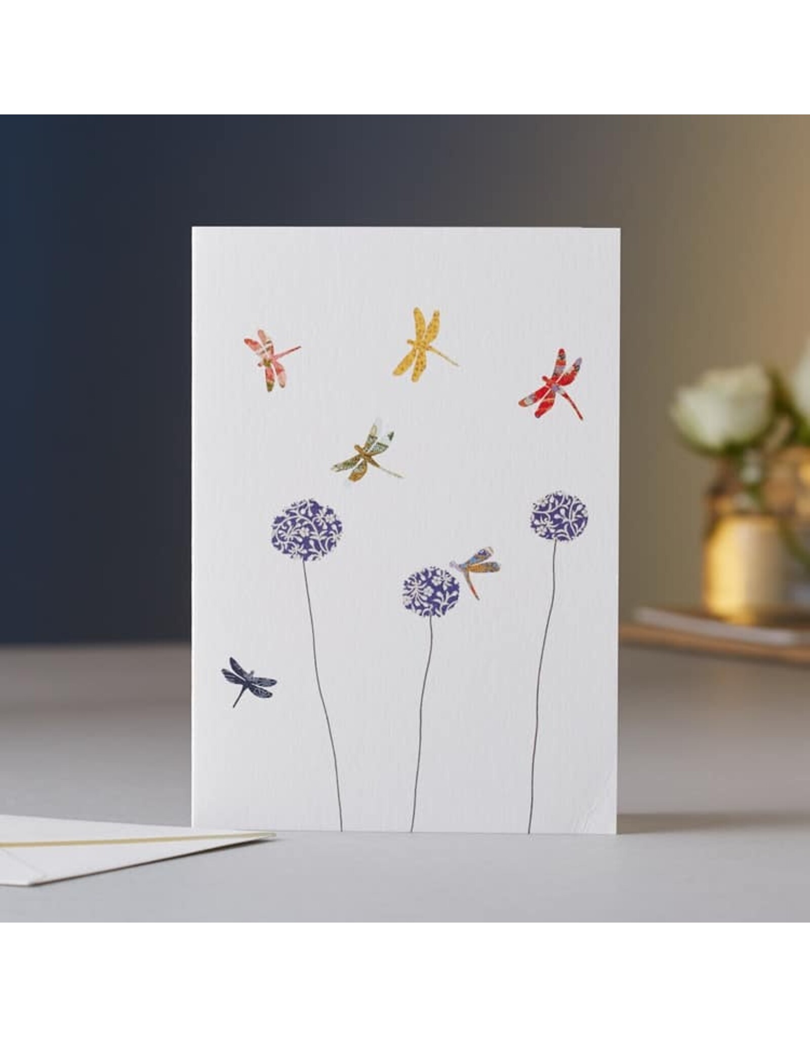 Eloise Hall Wenskaart - Dragonflies & Alliums - Dubbele Kaart + Envelop