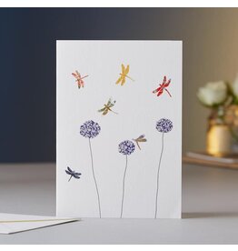 Eloise Hall Wenskaart - Dragonflies & Alliums - Dubbele Kaart + Envelop