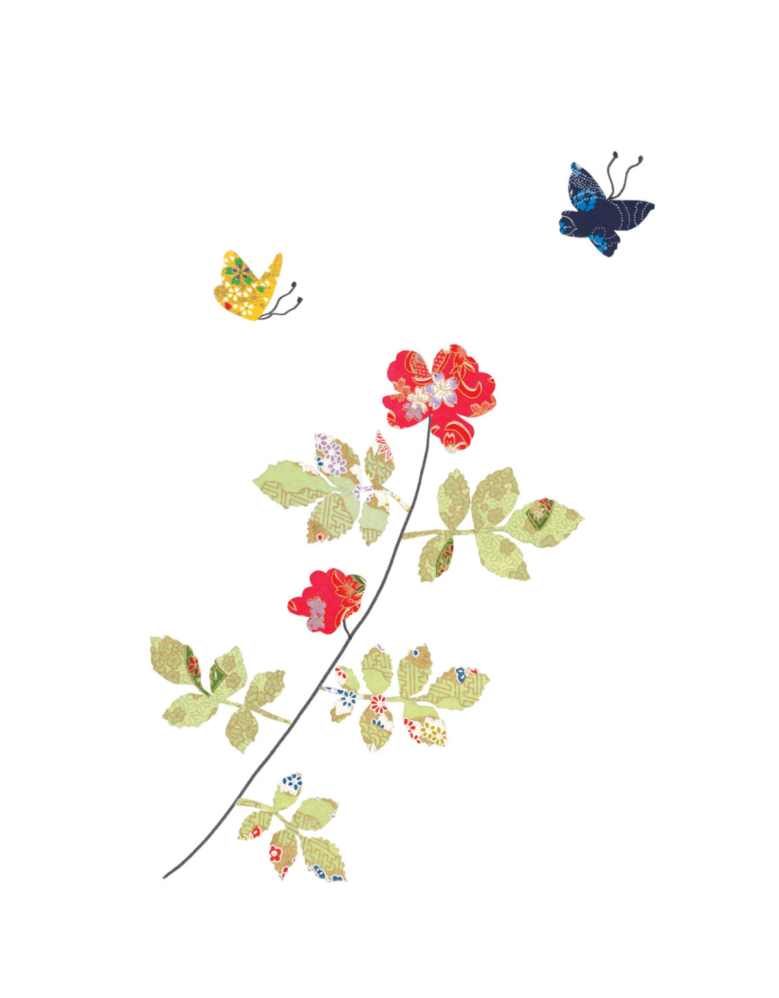 Eloise Hall Wenskaart - Rose & Butterflies - Dubbele Kaart + Envelop