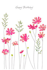 Eloise Hall Wenskaart - Cosmos, Happy Birthday - Dubbele Kaart + Envelop
