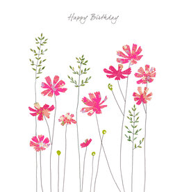 Eloise Hall Wenskaart - Cosmos, Happy Birthday - Dubbele Kaart + Envelop Eloise Hall Wenskaart - Cosmos, Happy Birthday - Dubbele Kaart + Envelop