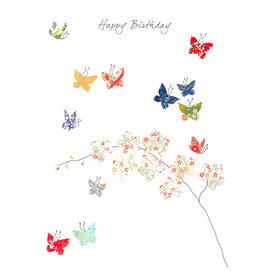 Eloise Hall Wenskaart - Butterflies & Orchids, Birthday - Dubbele Kaart + Envelop Eloise Hall Wenskaart - Butterflies & Orchids, Birthday - Dubbele Kaart + Envelop
