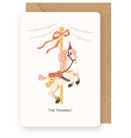 Enfant Terrible Wenskaart - Paardenmolen, Fijne verjaardag - Dubbele kaart + Envelop