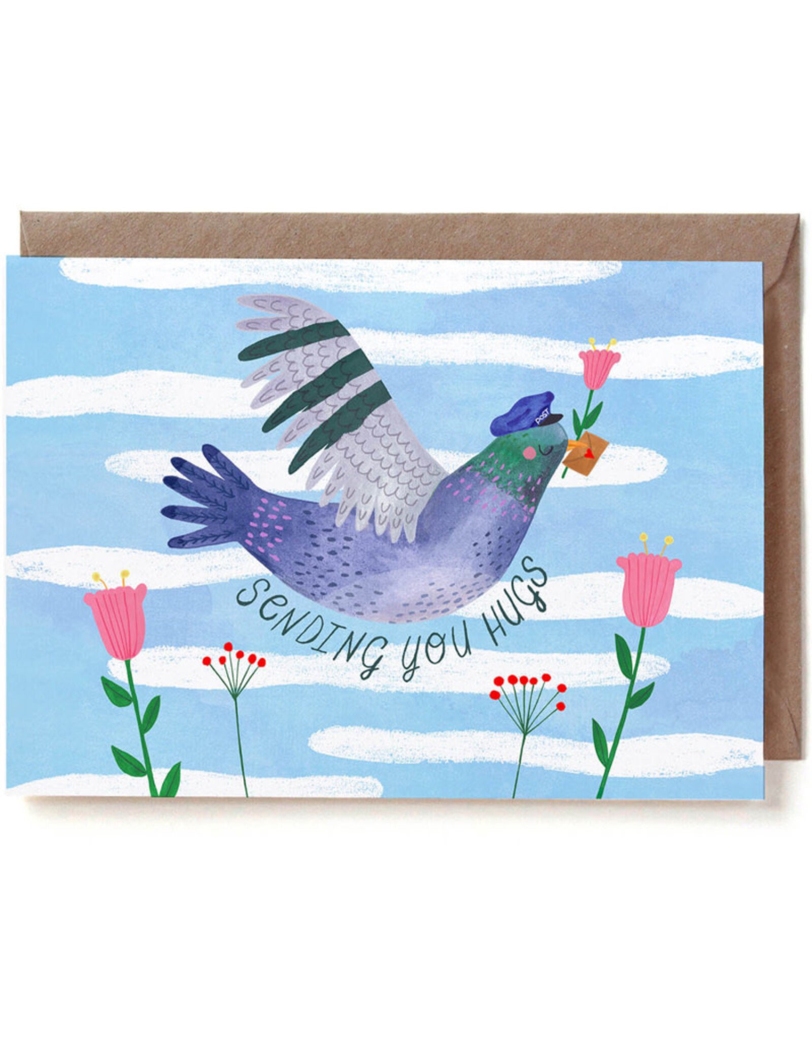 Reddish Design Wenskaart - Mail Pigeon - Dubbele kaart + Envelop