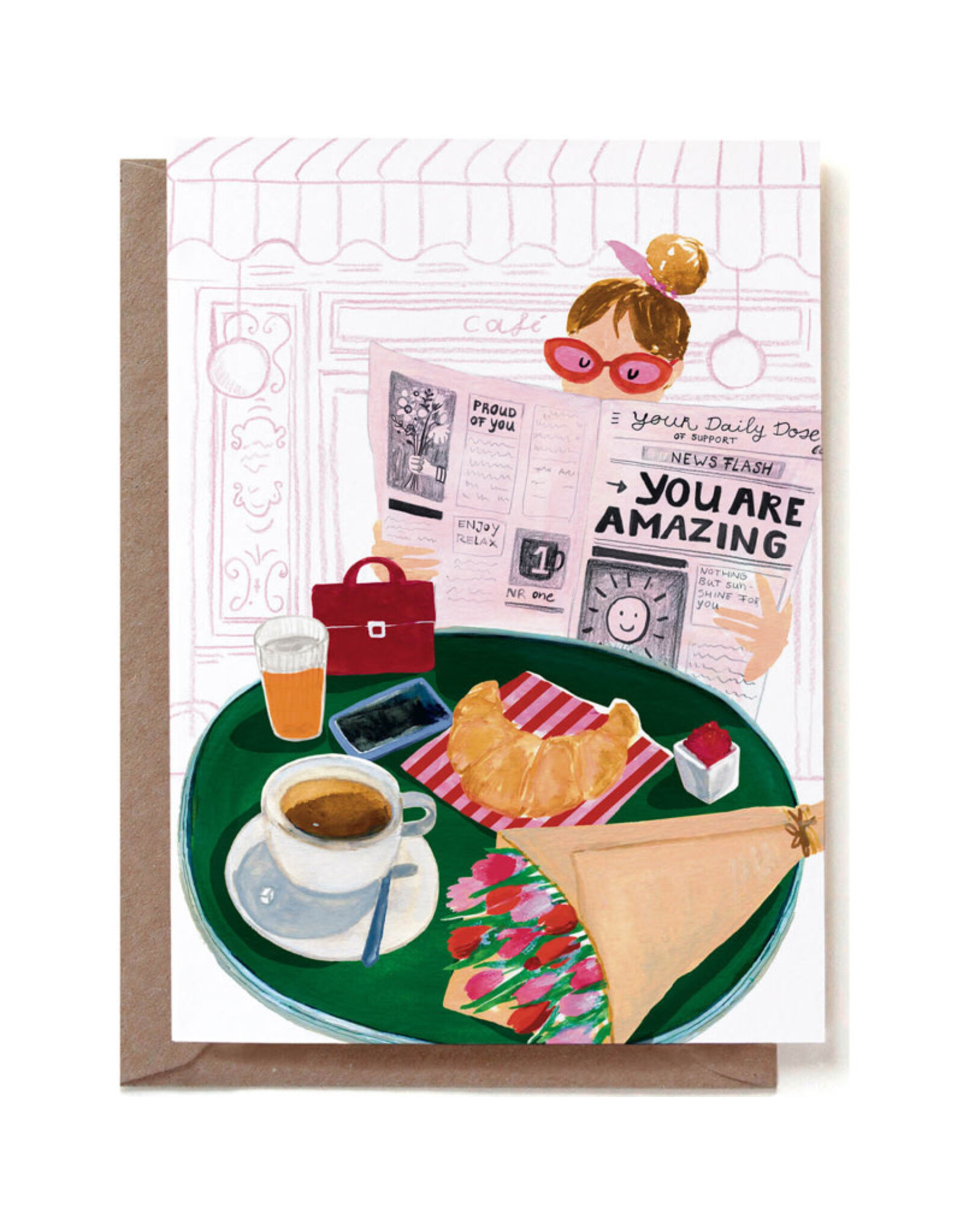 Reddish Design Wenskaart - Amazing News - Dubbele kaart + Envelop