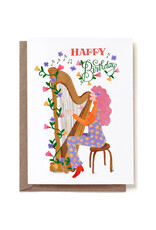 Reddish Design Wenskaart - Happy Harp Bday - Dubbele kaart + Envelop