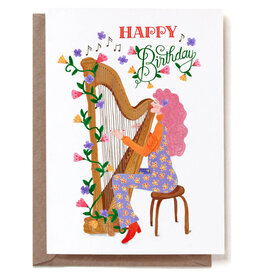 Reddish Design Wenskaart - Happy Harp Bday - Dubbele kaart + Envelop