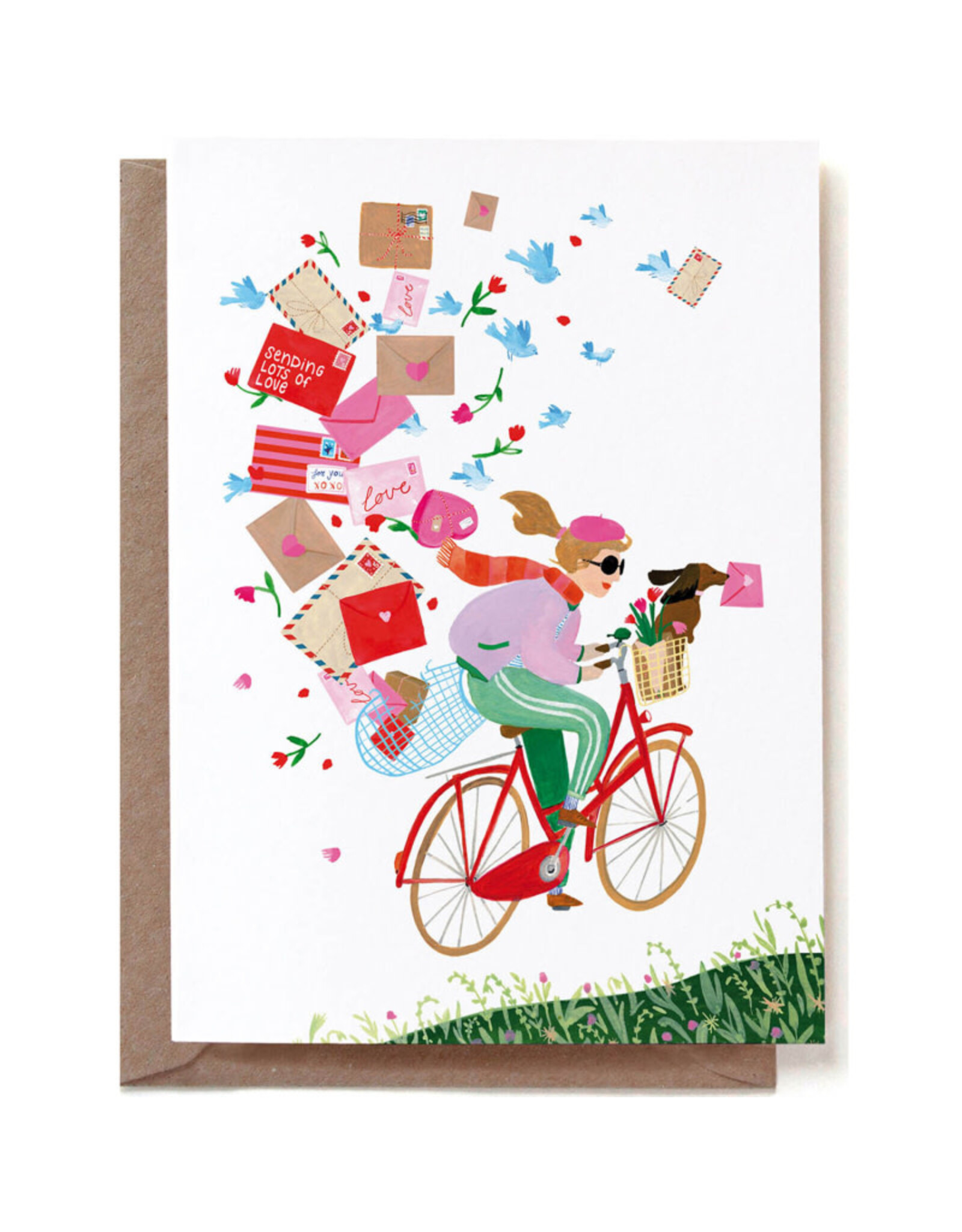 Reddish Design Wenskaart - Sending Love Bike - Dubbele kaart + Envelop