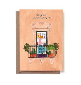 Reddish Design Wenskaart - New Job Balcony - Dubbele kaart + Envelop