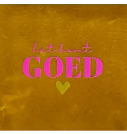 Yett Tegeltje - Het komt goed, Oker/Roze - 10x10