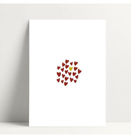 Poussière des rues Wenskaart - Coeurs Rouges - Postkaart + Envelop