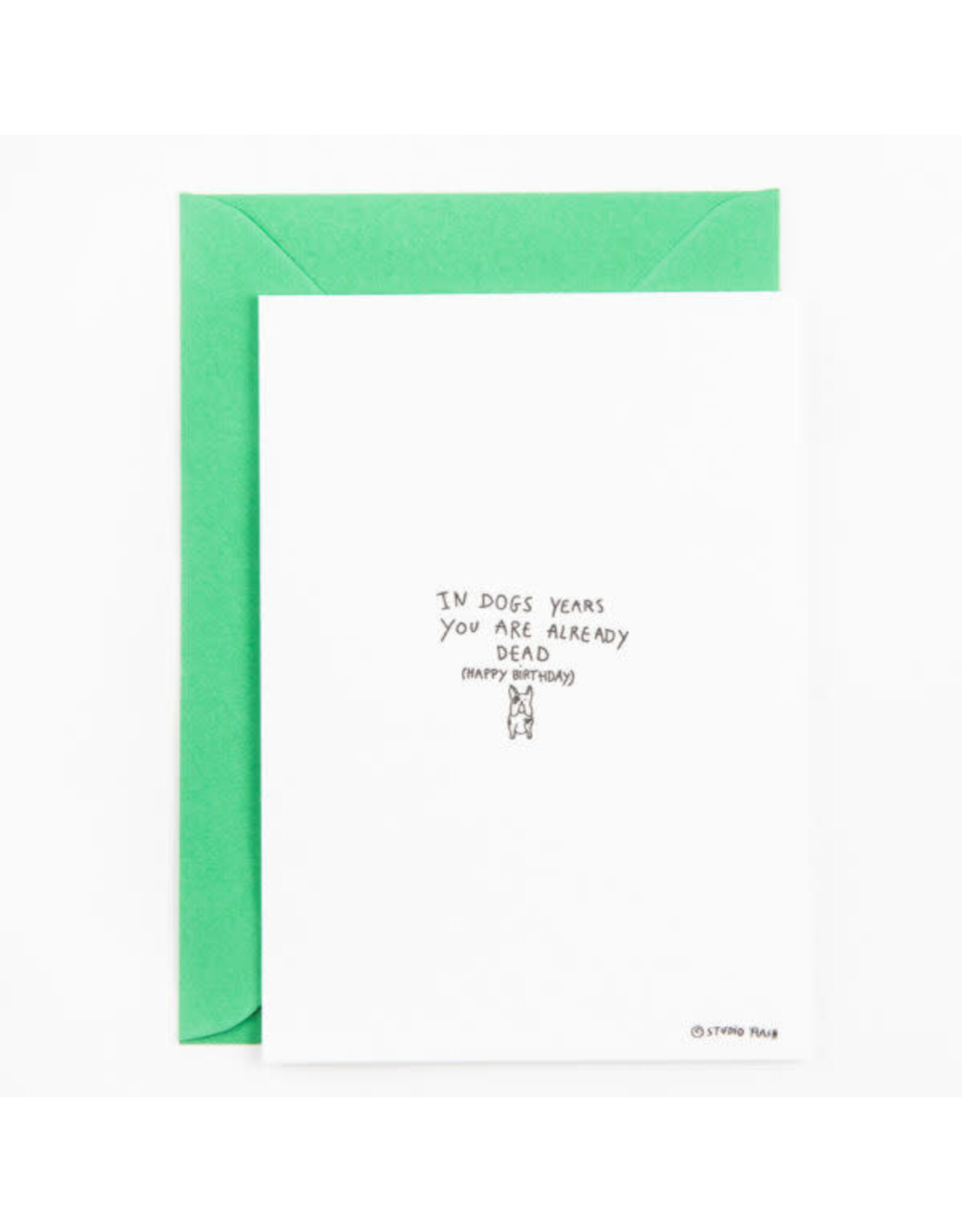 Studio Flash Wenskaart - In dogs years you are dead - Letterpress Kaart + Envelop