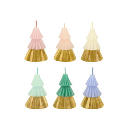 Meri Meri Xmas tree kaarsjes - Rainbow - 6st