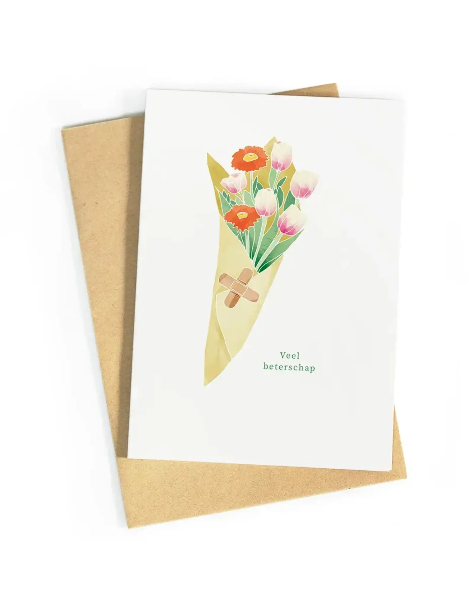 Studio Zwoane Wenskaart - Veel Beterschap - Dubbele kaart + Envelop