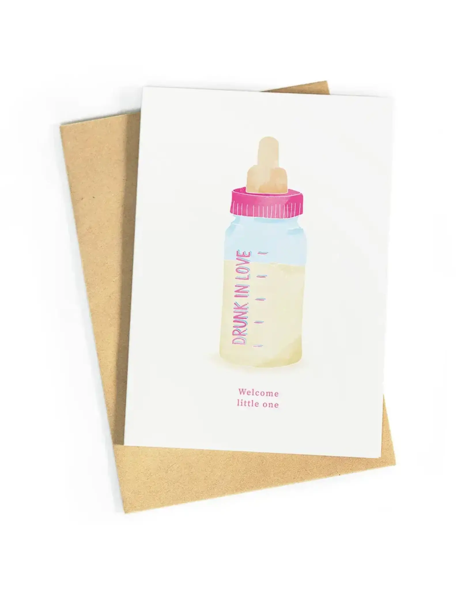 Studio Zwoane Wenskaart - Drunk in love, Roze - Dubbele kaart + Envelop