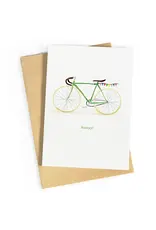 Studio Zwoane Wenskaart - Fiets, Hooray - Dubbele kaart + Envelop