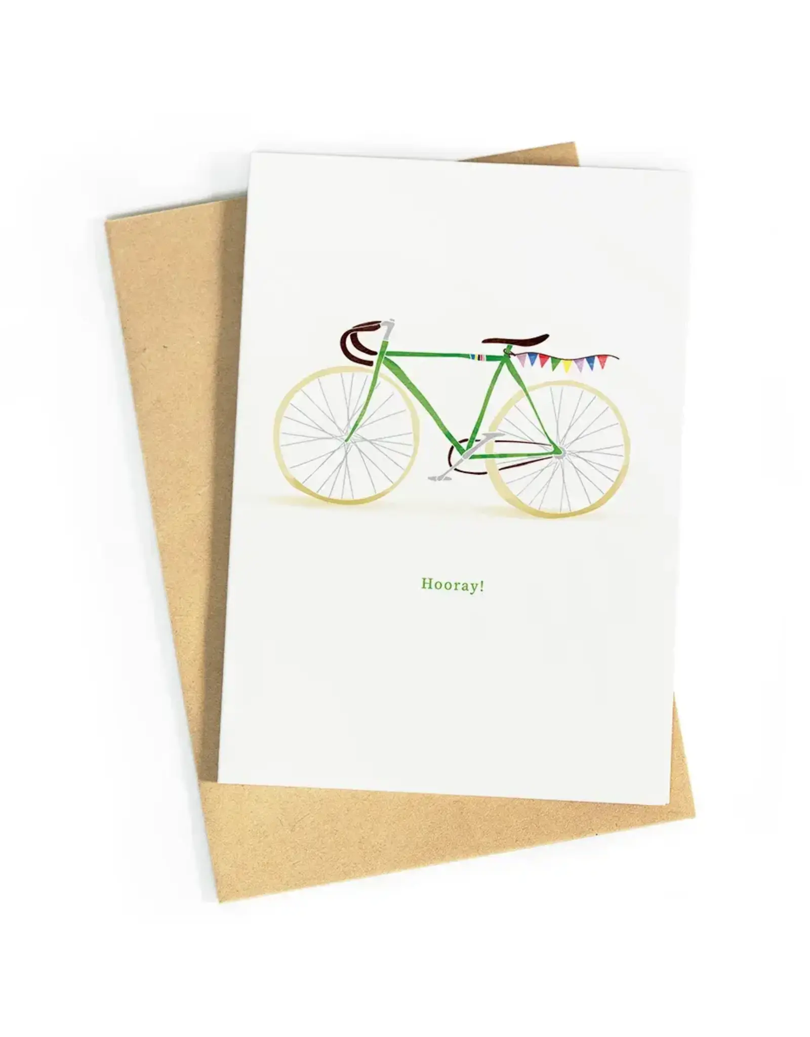 Studio Zwoane Wenskaart - Fiets, Hooray - Dubbele kaart + Envelop
