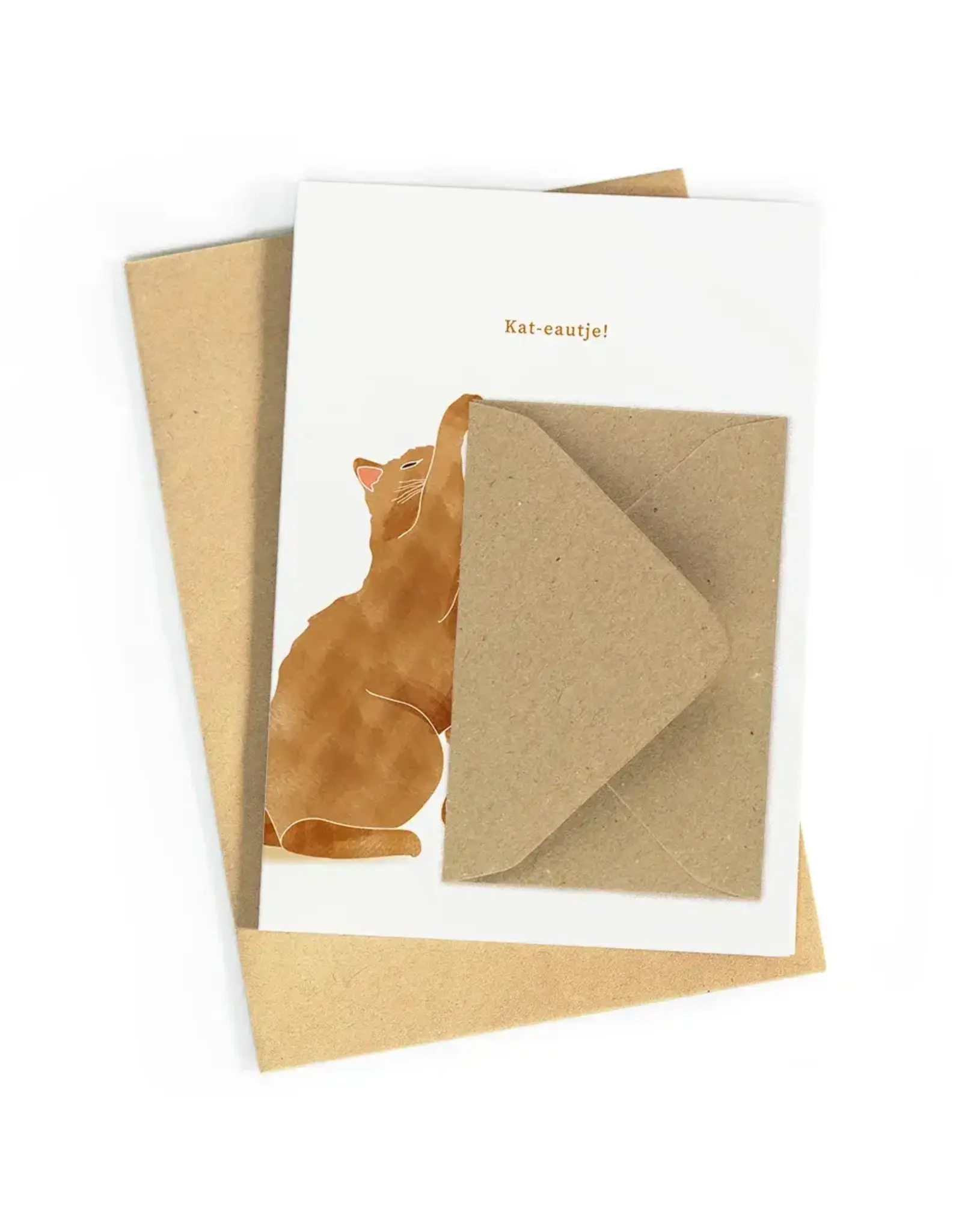 Studio Zwoane Wenskaart - Kateautje - Dubbele kaart + Envelop