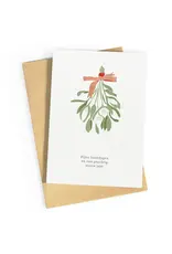 Studio Zwoane Wenskaart - Mistletoe, Fijne feestdagen - Dubbele kaart + Envelop