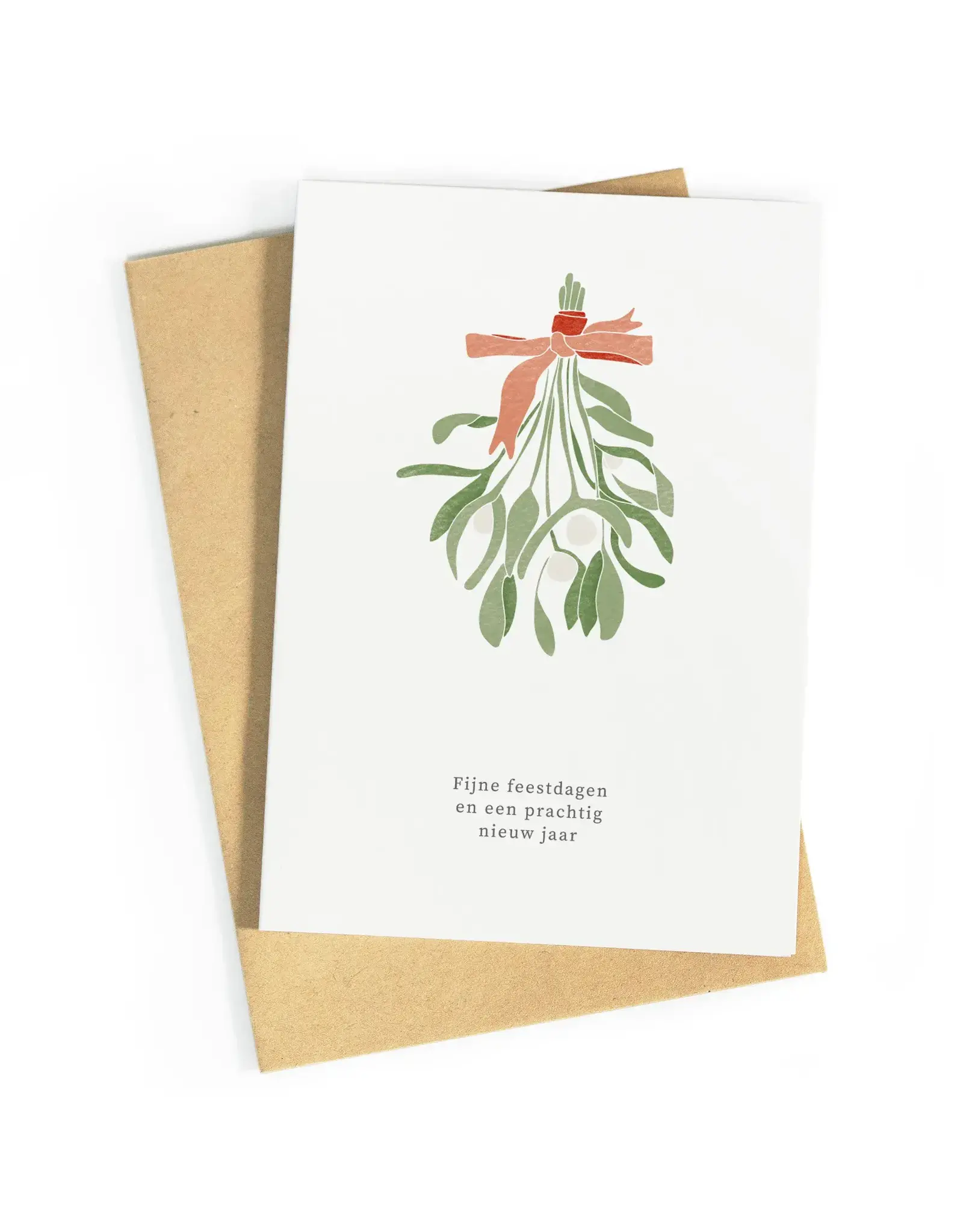Studio Zwoane Wenskaart - Mistletoe, Fijne feestdagen - Dubbele kaart + Envelop