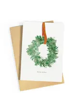 Studio Zwoane Wenskaart - Kerstkrans, Warm wishes - Dubbele kaart + Envelop