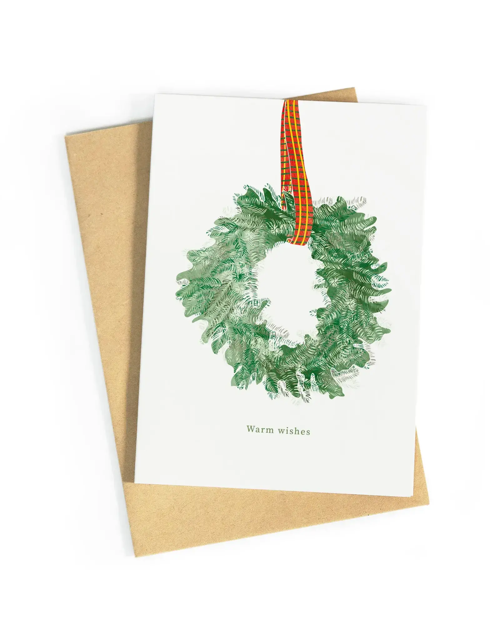Studio Zwoane Wenskaart - Kerstkrans, Warm wishes - Dubbele kaart + Envelop