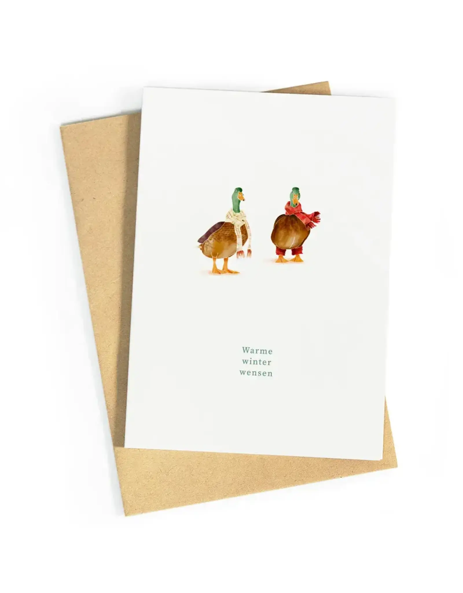 Studio Zwoane Wenskaart - Warme winter wensen - Dubbele kaart + Envelop