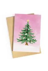 Studio Zwoane Wenskaart - Kerstboom Roze - Dubbele kaart + Envelop