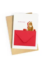 Studio Zwoane Wenskaart - Kerst - Kerstkat-eautje - Dubbele kaart + Envelop