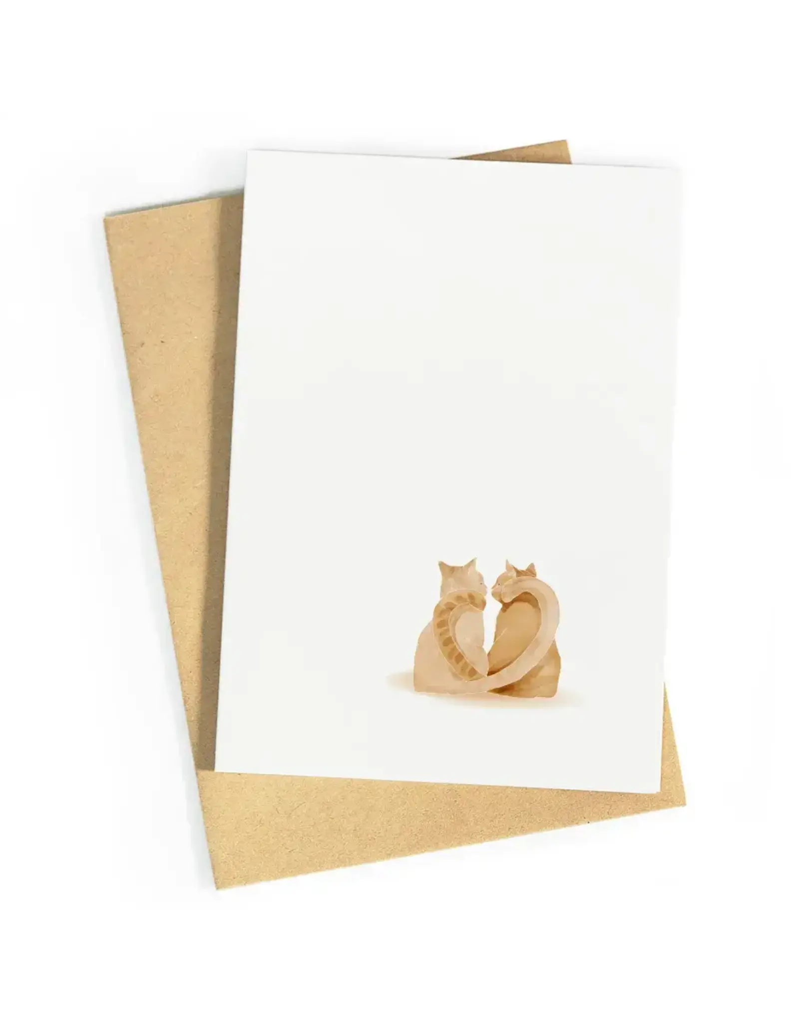 Studio Zwoane Wenskaart - Hartje Kat - Dubbele kaart + Envelop