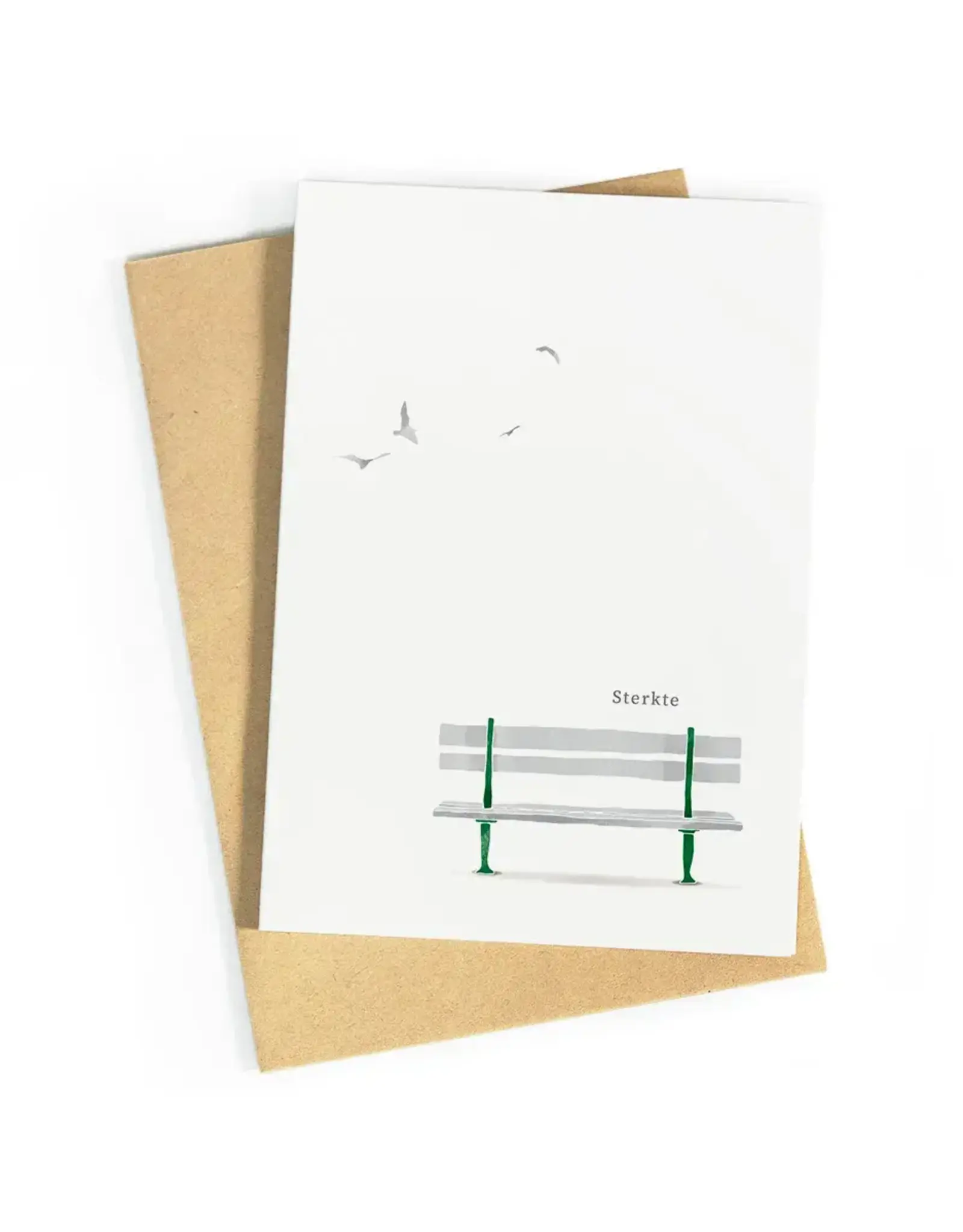 Studio Zwoane Wenskaart - Rouw bankje - Dubbele kaart + Envelop