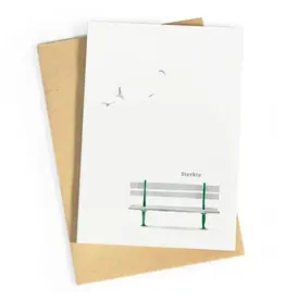Studio Zwoane Wenskaart - Rouw bankje - Dubbele kaart + Envelop