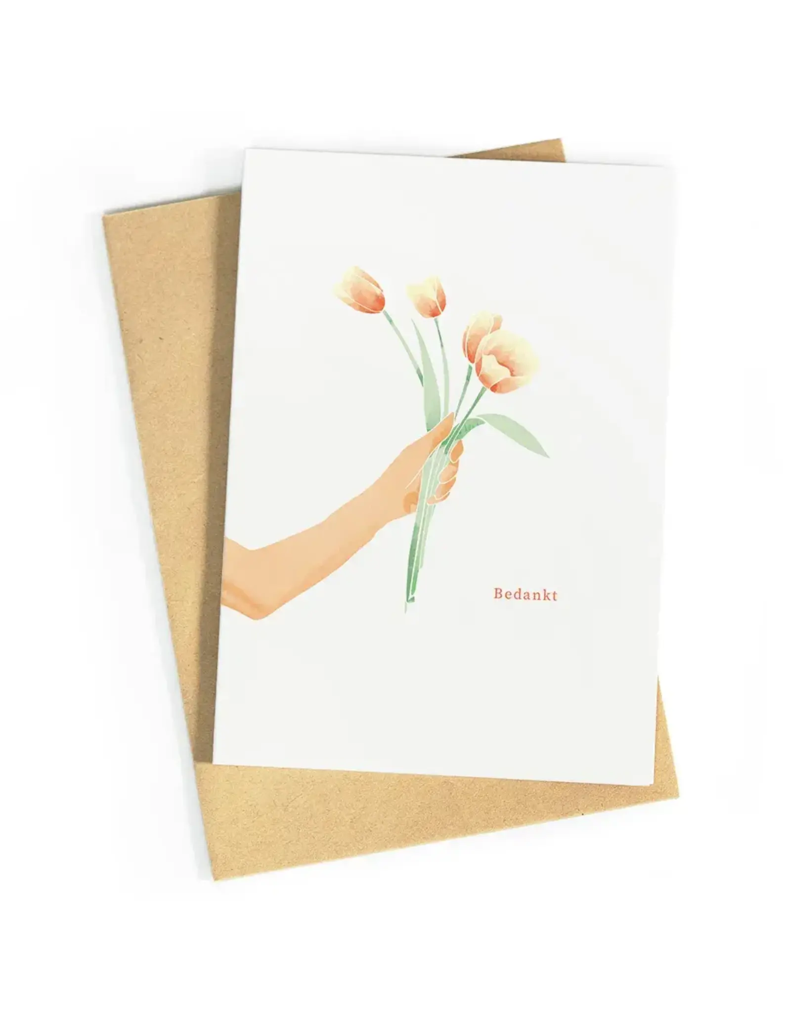 Studio Zwoane Wenskaart - Bedankt tulpen - Dubbele kaart + Envelop