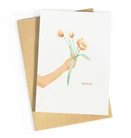 Studio Zwoane Wenskaart - Bedankt tulpen - Dubbele kaart + Envelop