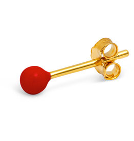 Lulu Copenhagen Oorbel Stud - Color Ball, Passion Red - Single - 3mm