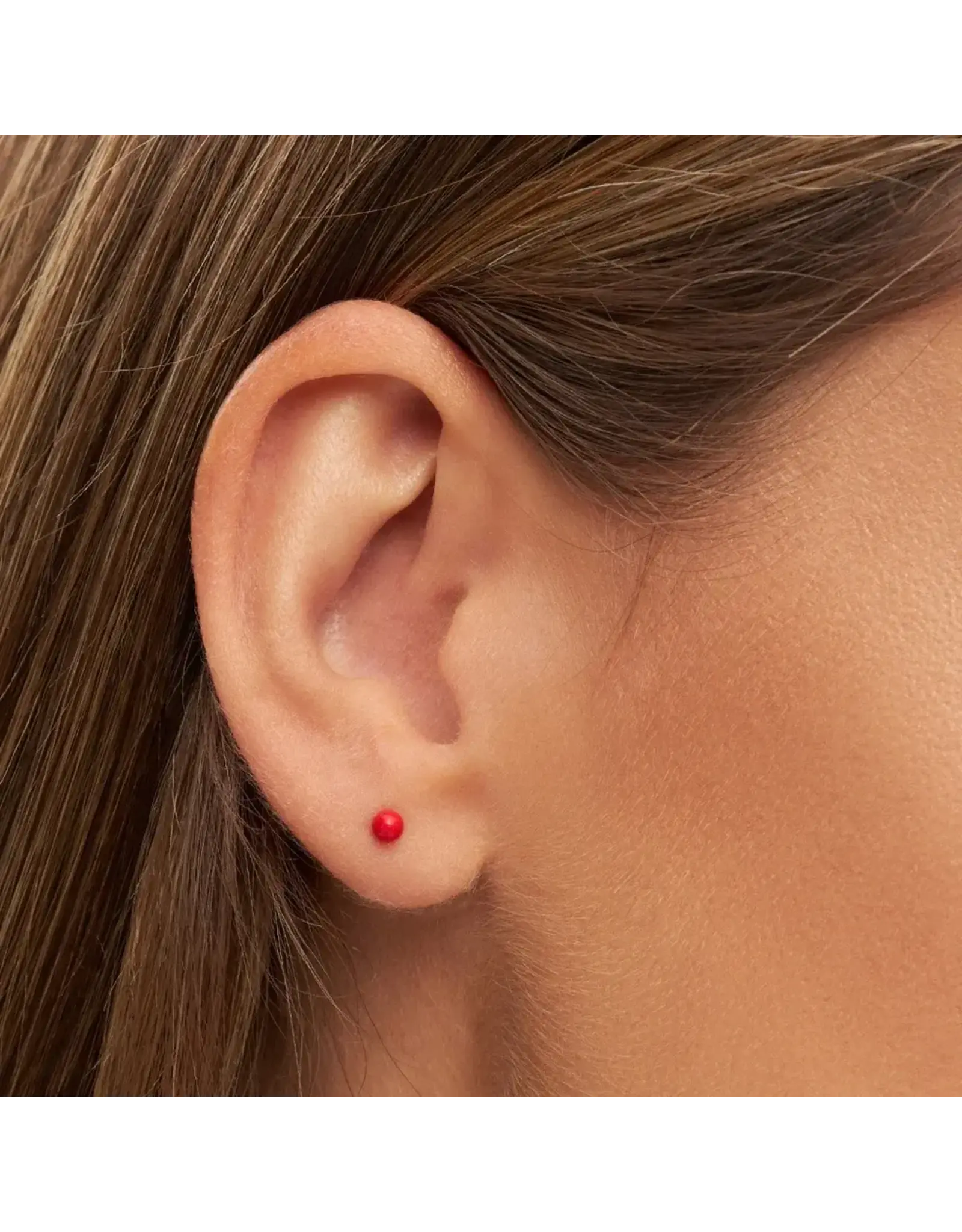Lulu Copenhagen Oorbel Stud - Color Ball, Passion Red - Single - 3mm
