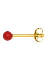Lulu Copenhagen Oorbel Stud - Color Ball, Passion Red - Single - 3mm